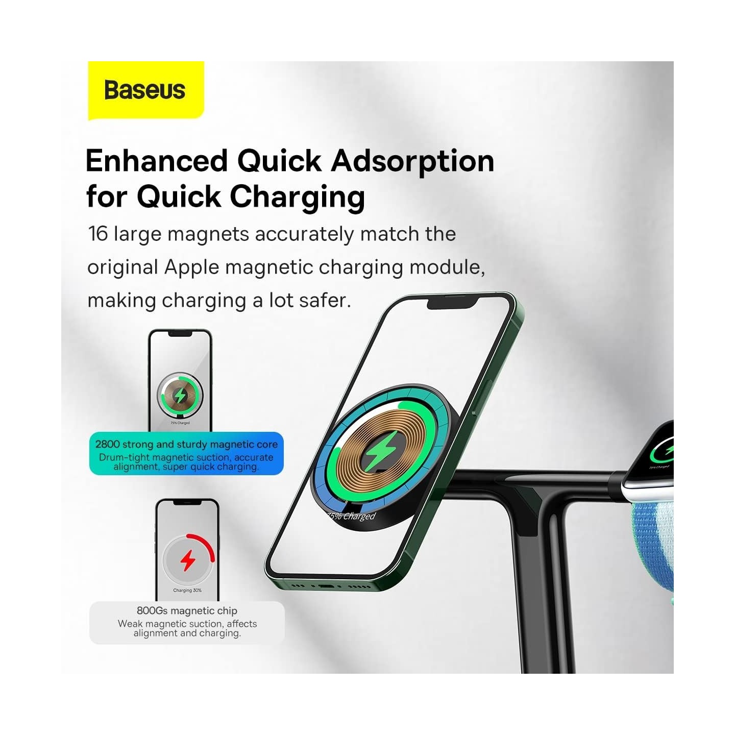 Baseus Charger Desktop Wireless 20W 3-in-1 - SWAN - Black — Buy in Cyprus with Fast Delivery