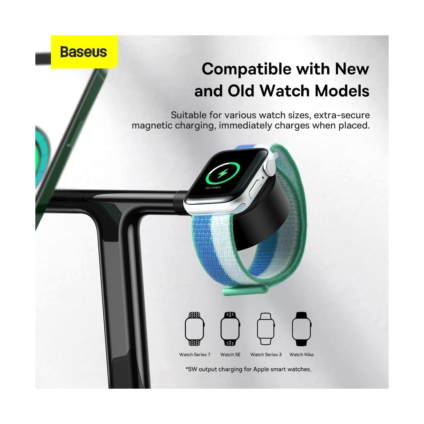 Baseus Charger Desktop Wireless 20W 3-in-1 - SWAN - Black — Buy in Cyprus with Fast Delivery