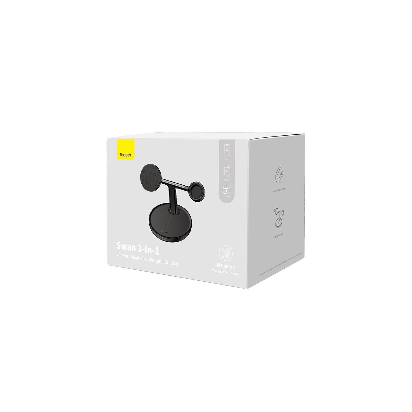 Baseus Charger Desktop Wireless 20W 3-in-1 - SWAN - Black — Buy in Cyprus with Fast Delivery