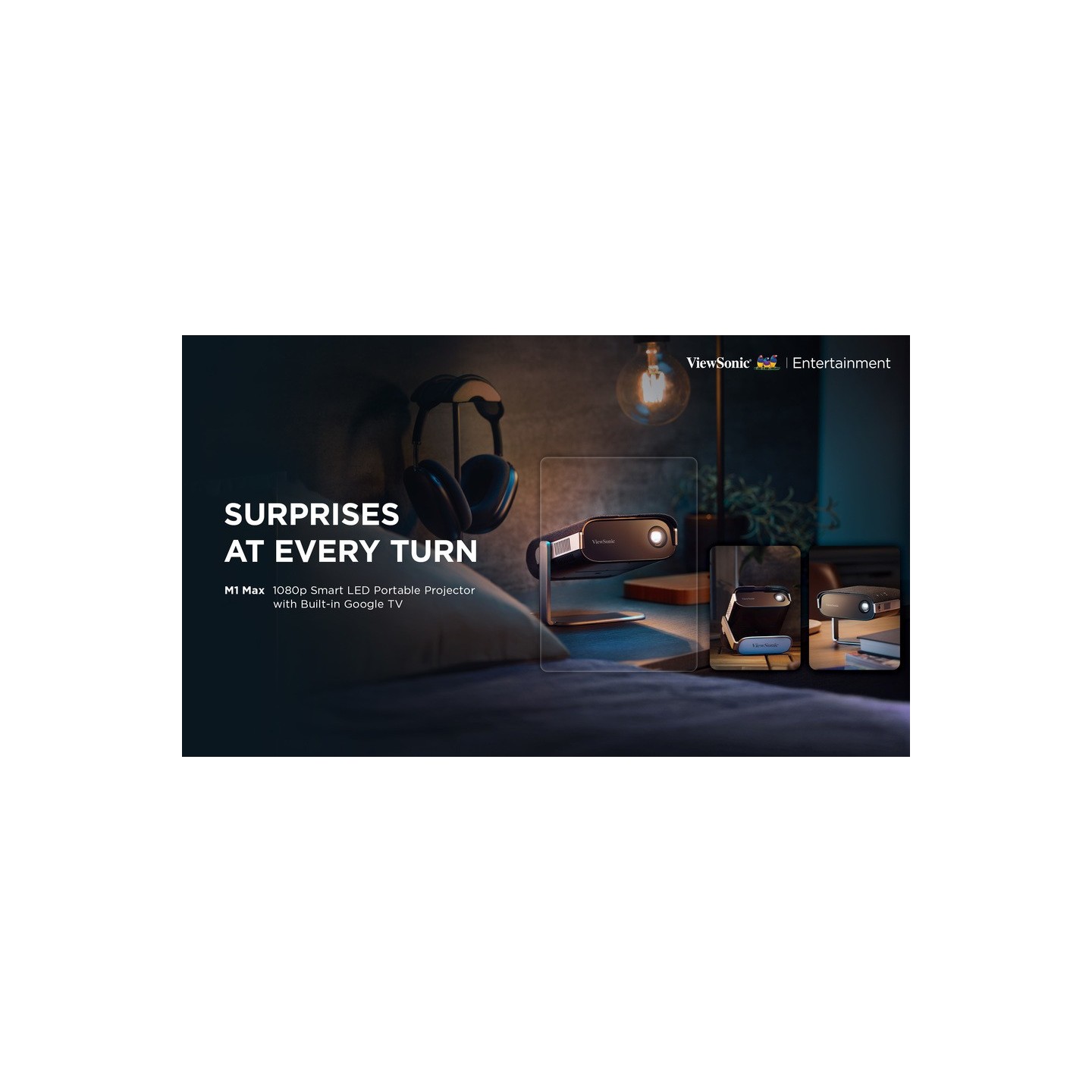 Viewsonic Projector - M1 Max - 1080p Smart LED Portable Google TV USB-C — Buy in Cyprus with Fast Delivery