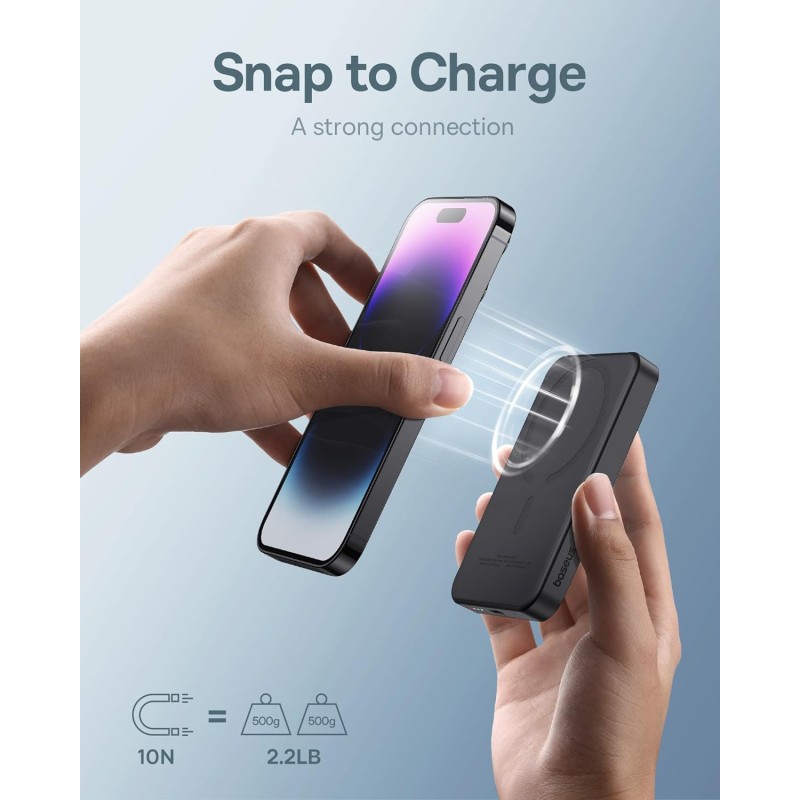Buy Baseus Powerbank - 20W 5000mAh Magnetic Wireless Black in Cyprus, Nicosia, Limassol, Larnaka, Pafos