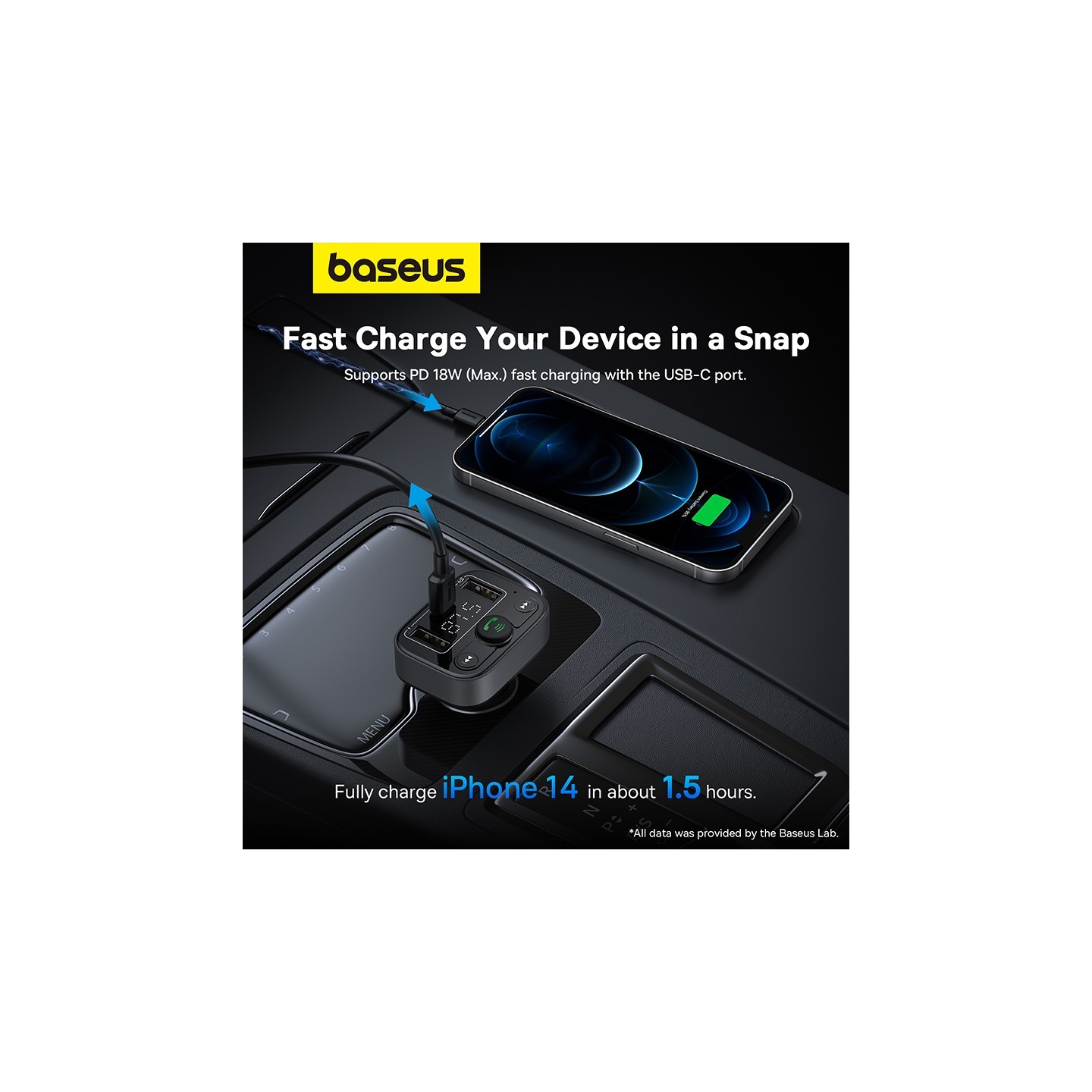 Baseus Car FM Transmitter-Charger USB BT SD 18W - S09 Lite - Car FM Transmitter-Charger USB BT SD 18W