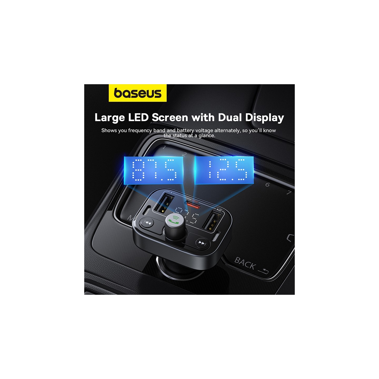 Baseus Car FM Transmitter-Charger USB BT SD 18W - S09 Lite - Car FM Transmitter-Charger USB BT SD 18W