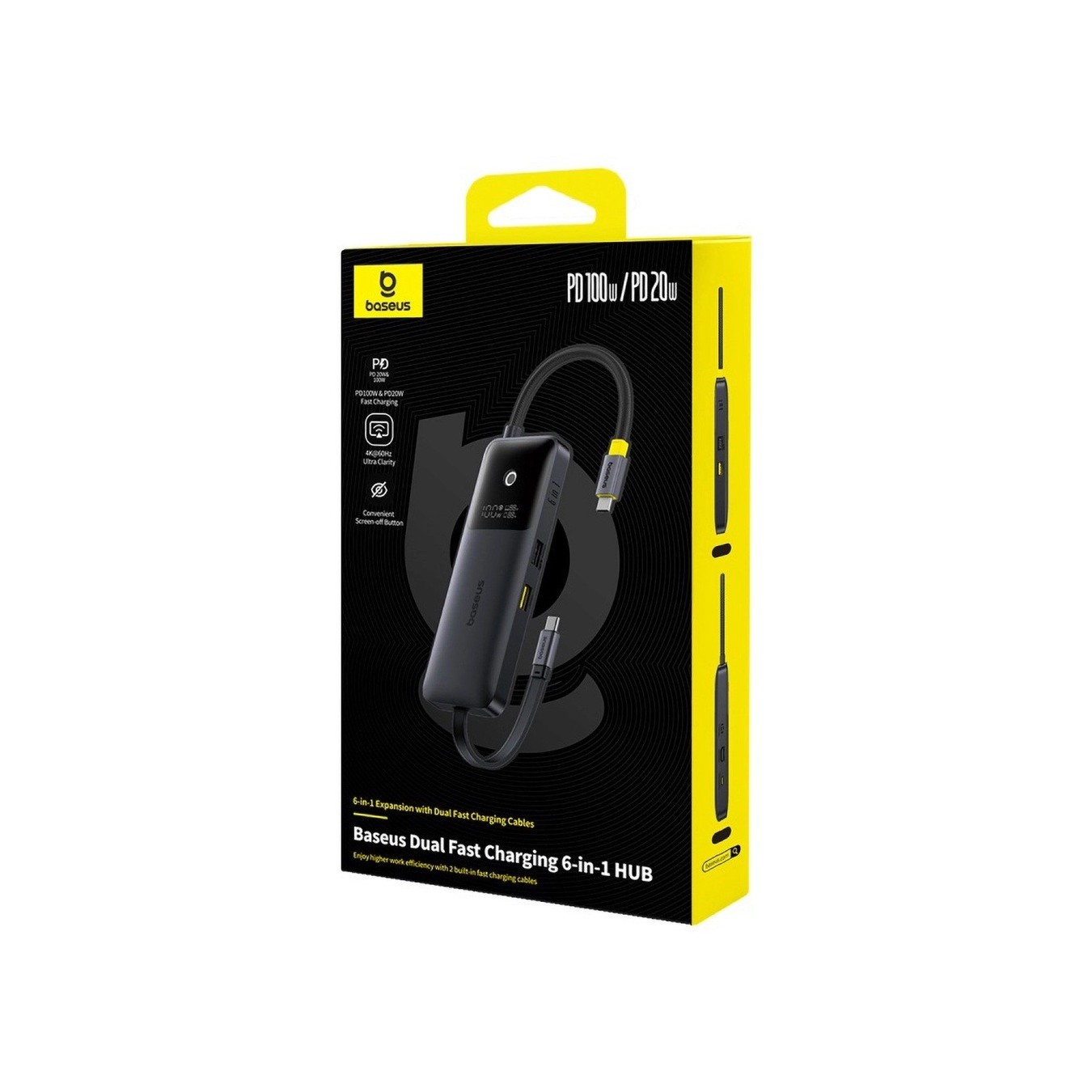 Baseus NOMOS BS-OH168 6-in-1 USB-C Hub 4K@60Hz HDMI PD100W (Boxed) — Buy in Cyprus with Fast Delivery