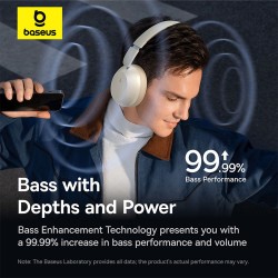 Buy Baseus Headphones Over Ear Bass 35 Max White - Over Ear, White in Cyprus, Nicosia, Limassol, Larnaka, Pafos