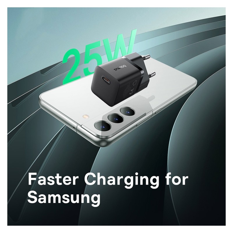 Buy Baseus Charger Wall 25W USB-C - GAN5 Mini - EU Black in Cyprus, Nicosia, Limassol, Larnaka, Pafos