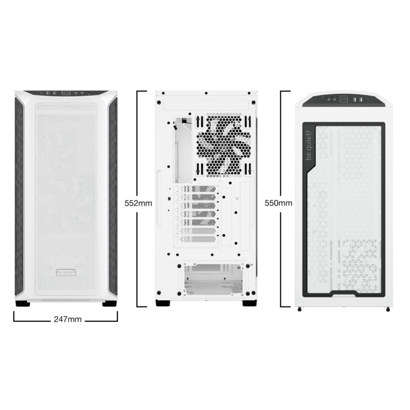 be quiet! Shadow Base 800 DX - Mid Tower - White, Tempered Glass, RGB Front, E-ATX/ATX Support (Boxed)