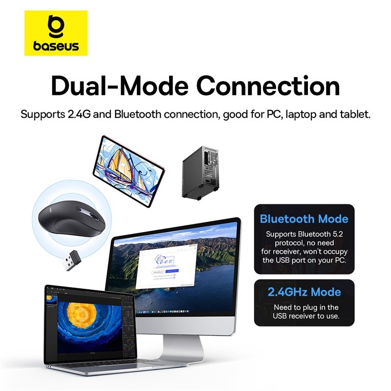 Buy Baseus IT Mouse - F02 - Wireless Black in Cyprus, Nicosia, Limassol, Larnaka, Pafos