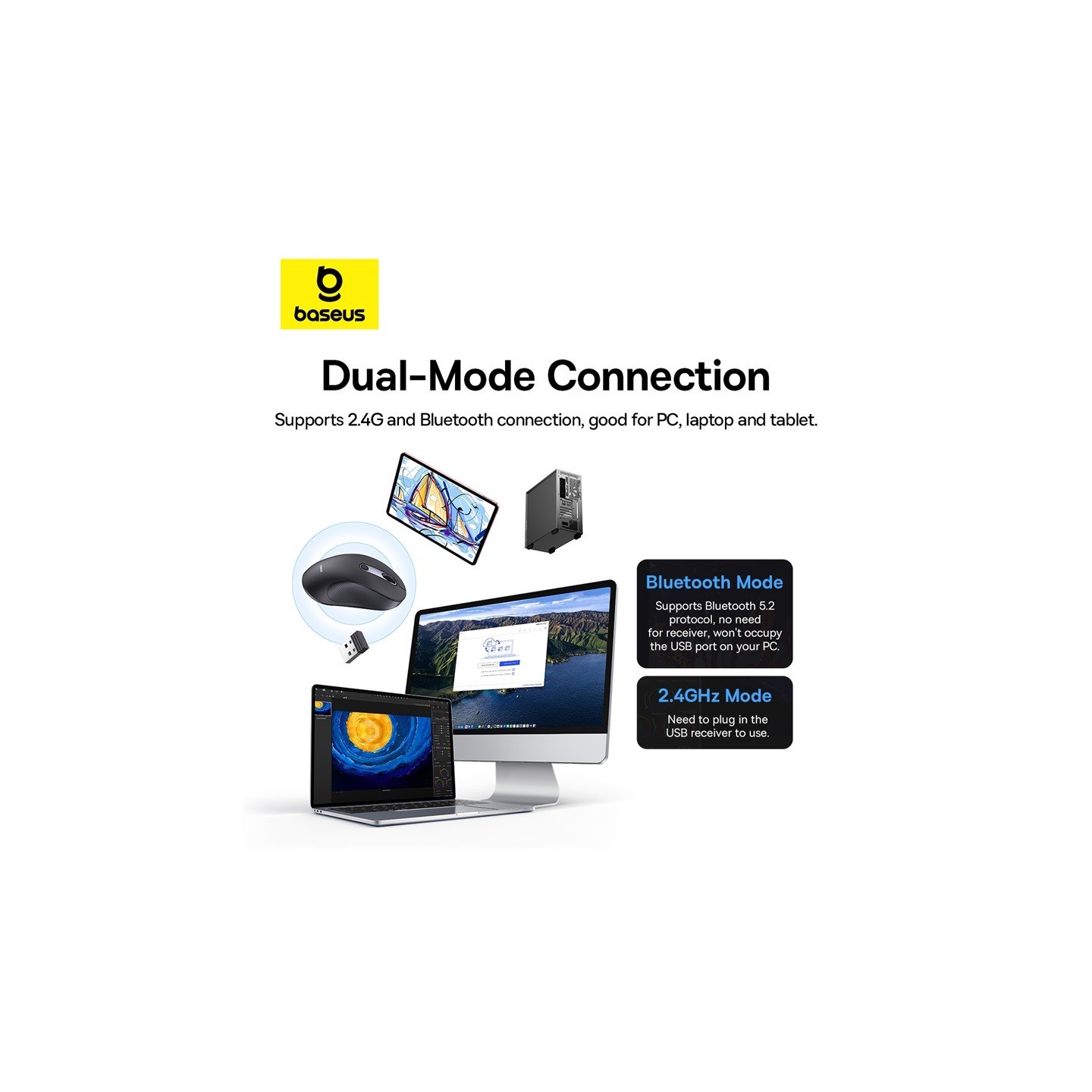 Baseus IT Mouse F02 BS-F02 Wireless Black (Boxed) — Buy in Cyprus with Fast Delivery