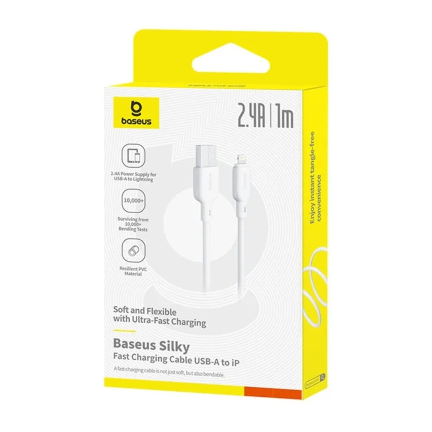 Baseus Cable Lightning to USB-A Silky Series - 2.0m White — Buy in Cyprus with Fast Delivery