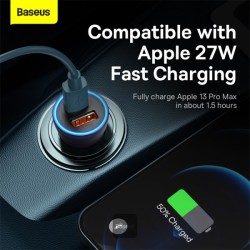 Buy Baseus Golden Contactor Max Car Charger - U+C 60W Dark Gray in Cyprus, Nicosia, Limassol, Larnaka, Pafos