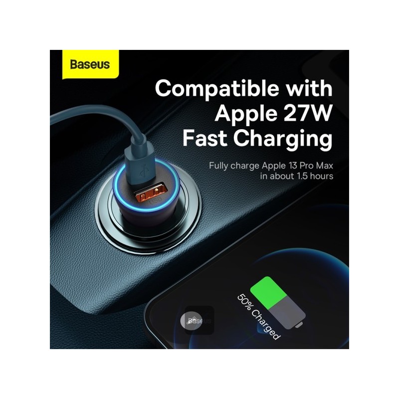 Buy Baseus Golden Contactor Max Car Charger - U+C 60W Dark Gray in Cyprus, Nicosia, Limassol, Larnaka, Pafos