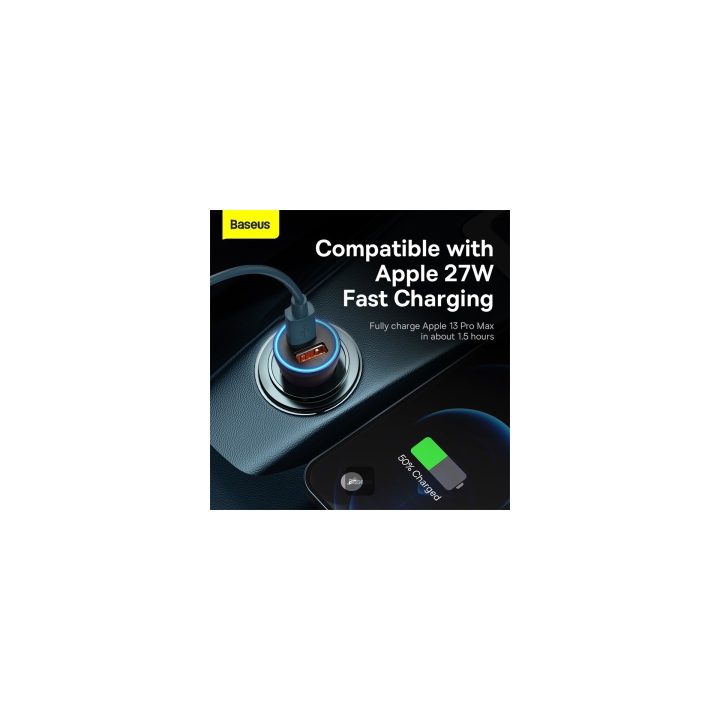 Baseus Golden Contactor Max Car Charger - U+C 60W Dark Gray — Buy in Cyprus with Fast Delivery