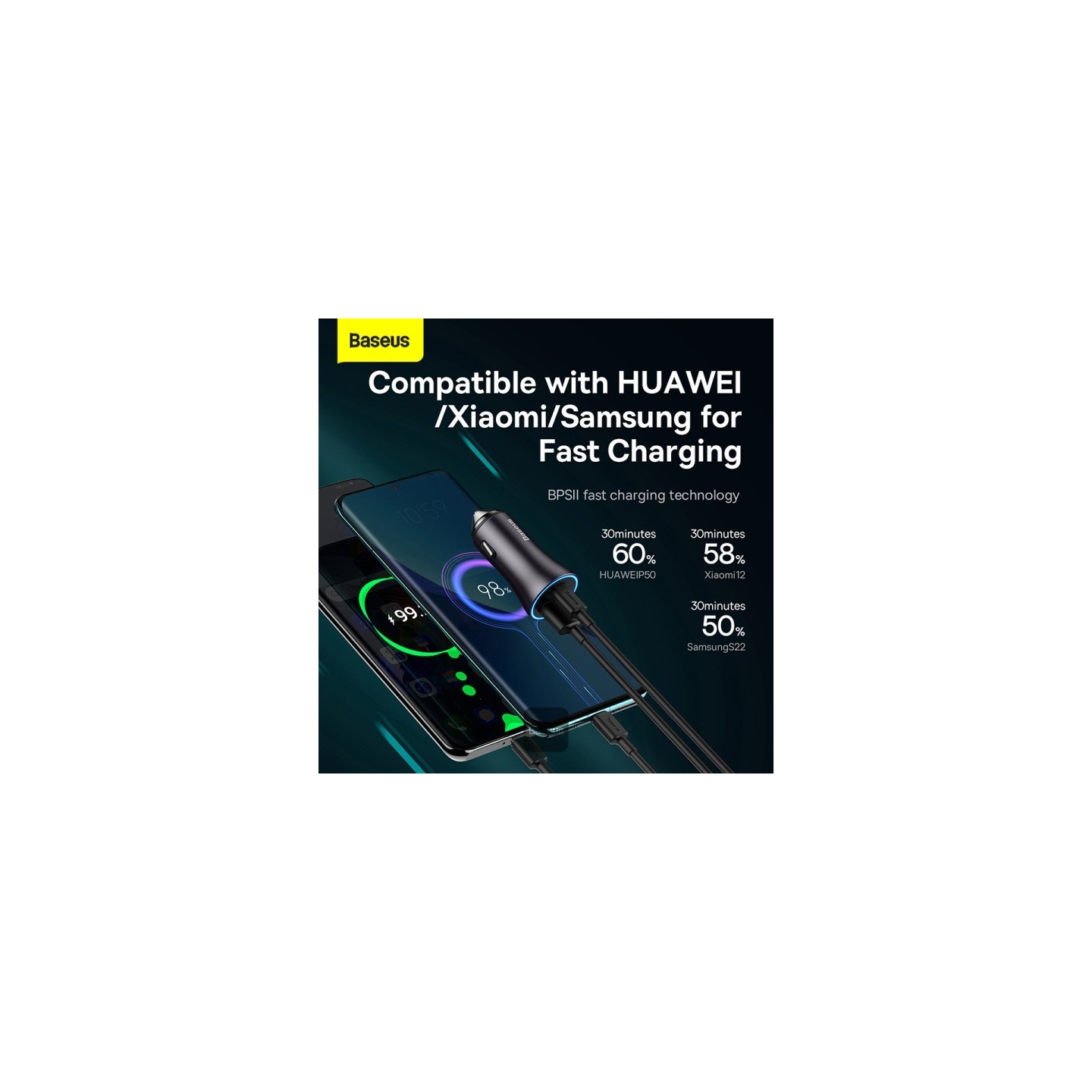 Baseus Golden Contactor Max Car Charger - U+C 60W Dark Gray — Buy in Cyprus with Fast Delivery