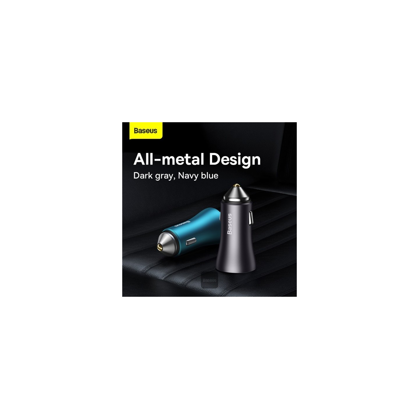 Baseus Golden Contactor Max Car Charger - U+C 60W Dark Gray — Buy in Cyprus with Fast Delivery