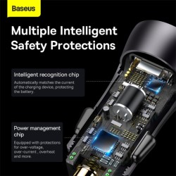 Buy Baseus Golden Contactor Max Car Charger - U+C 60W Dark Gray in Cyprus, Nicosia, Limassol, Larnaka, Pafos