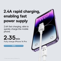 Buy Baseus Cable Lightning to USB-A Gem Series - 2m Moon White in Cyprus, Nicosia, Limassol, Larnaka, Pafos