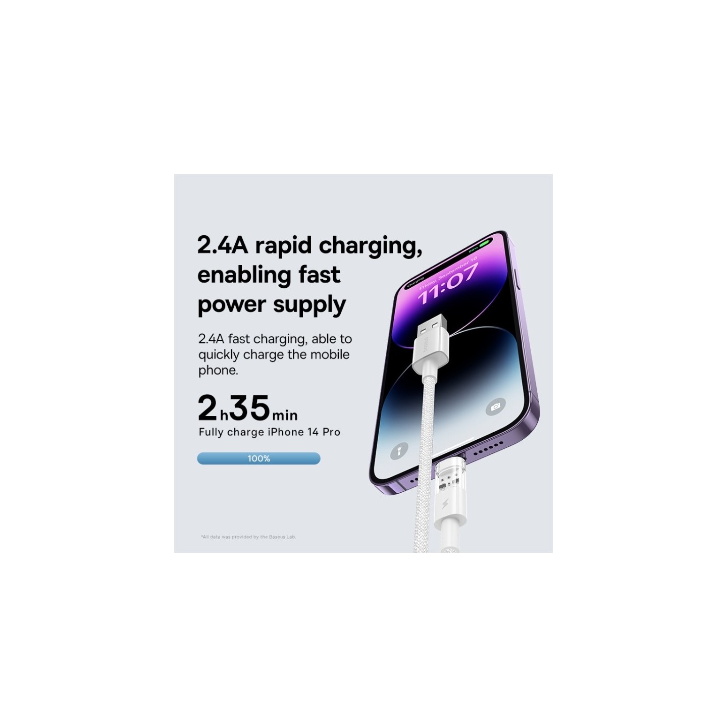 Baseus Cable Lightning to USB-A Gem Series - 2m Moon White — Buy in Cyprus with Fast Delivery