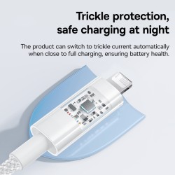 Buy Baseus Cable Lightning to USB-A Gem Series - 2m Moon White in Cyprus, Nicosia, Limassol, Larnaka, Pafos