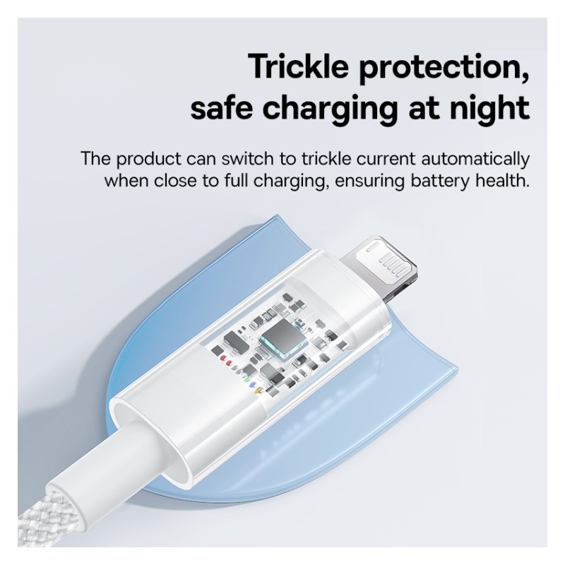 Buy Baseus Cable Lightning to USB-A Gem Series - 2m Moon White in Cyprus, Nicosia, Limassol, Larnaka, Pafos