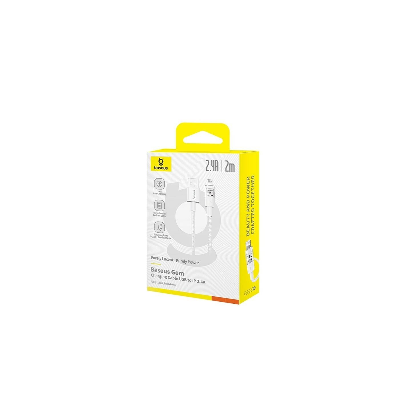 Baseus Cable Lightning to USB-A Gem Series - 2m Moon White — Buy in Cyprus with Fast Delivery