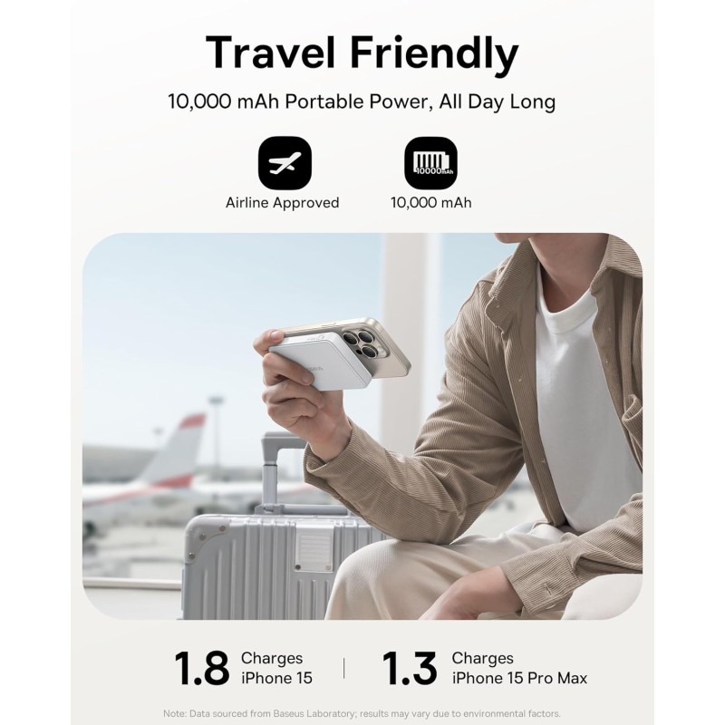 Buy Baseus Powerbank Wireless 22.5W 10000mAh 15W Qi2 Airpow White in Cyprus, Nicosia, Limassol, Larnaka, Pafos