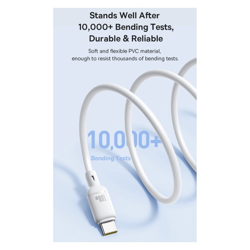 Buy Baseus Cable USB-C to USB-C Silky Series - 2.0m - 100W - White in Cyprus, Nicosia, Limassol, Larnaka, Pafos