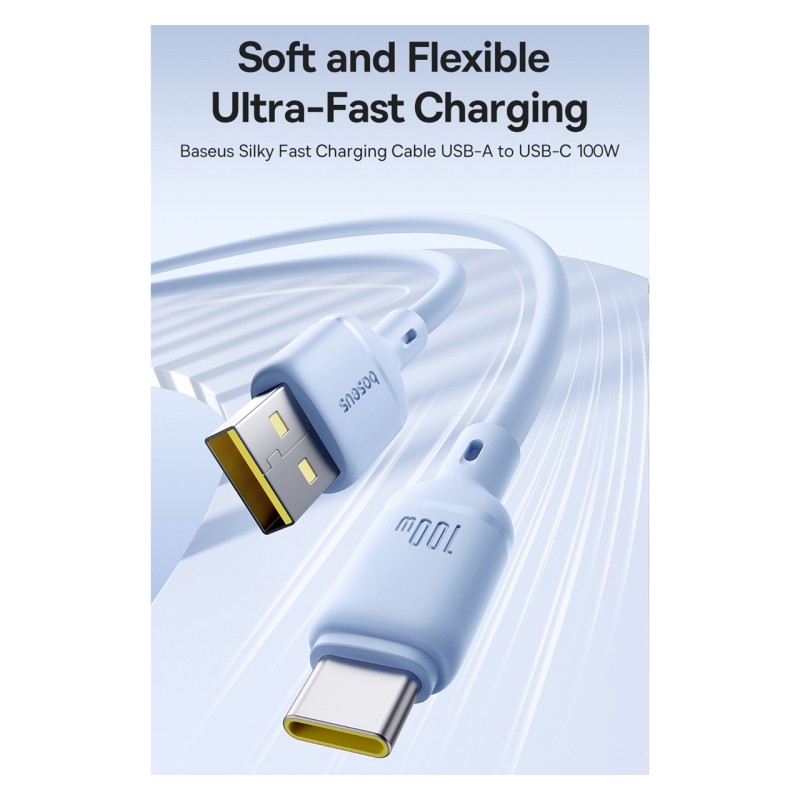 Buy Baseus Cable USB-C to USB-C Silky Series - 2.0m - 100W - White in Cyprus, Nicosia, Limassol, Larnaka, Pafos