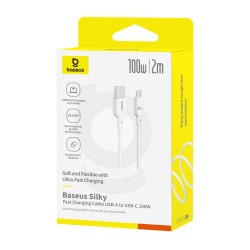 Buy Baseus Cable USB-C to USB-C Silky Series - 2.0m - 100W - White in Cyprus, Nicosia, Limassol, Larnaka, Pafos