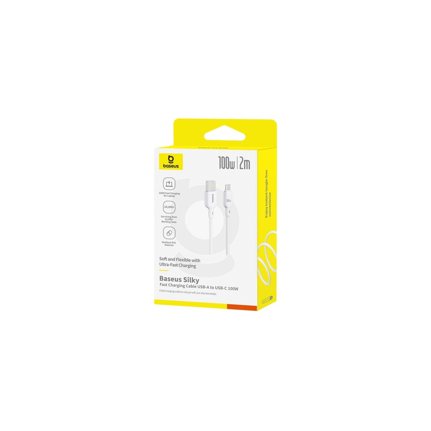 Baseus Cable USB-C to USB-C Silky Series - 2.0m - 100W - White (Boxed) — Buy in Cyprus with Fast Delivery