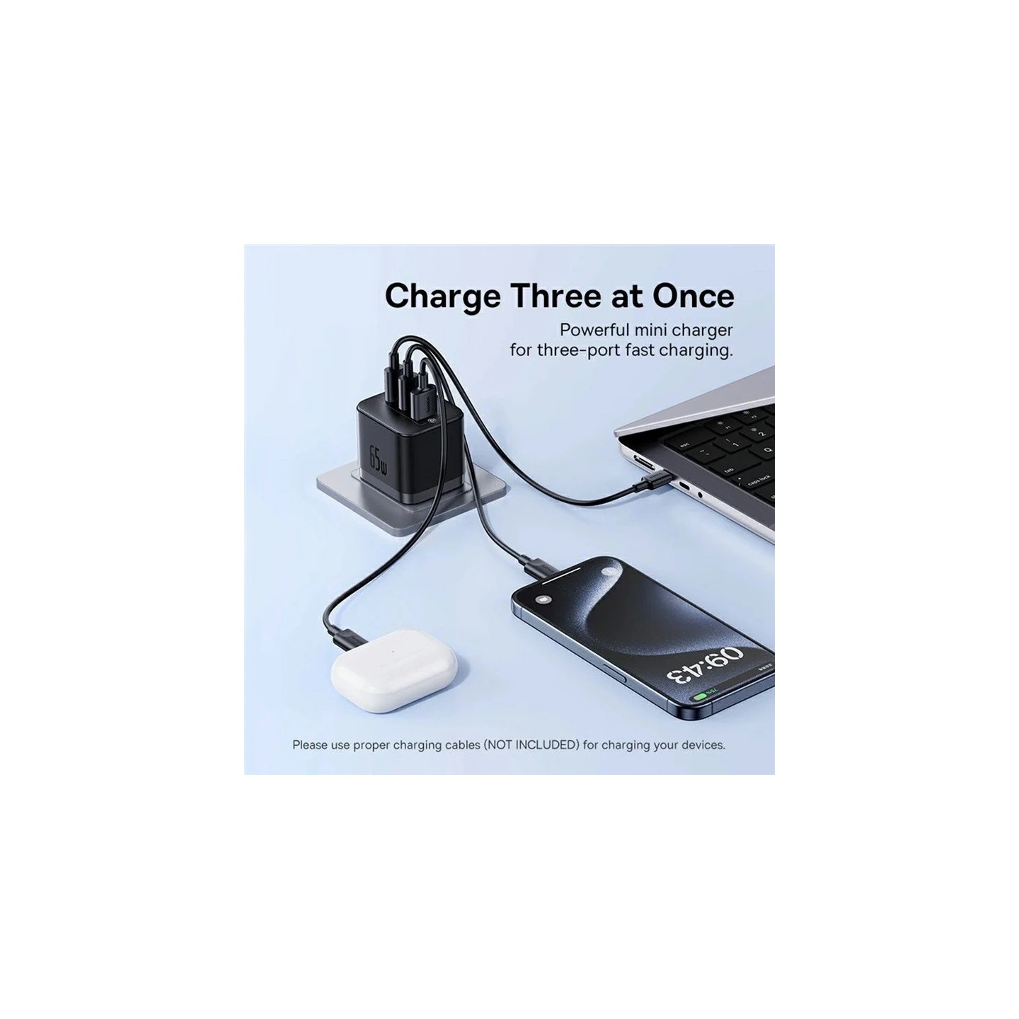 Baseus Charger Wall - 65W 2C+U PALM Series UK Black — Buy in Cyprus with Fast Delivery