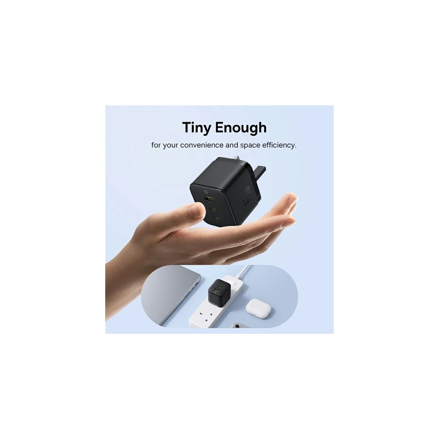 Baseus Charger Wall - 65W 2C+U PALM Series UK Black — Buy in Cyprus with Fast Delivery