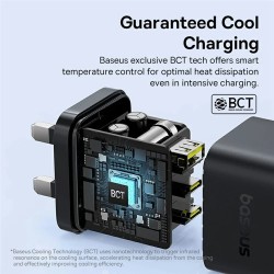 Buy Baseus Charger Wall - 65W 2C+U PALM Series UK Black in Cyprus, Nicosia, Limassol, Larnaka, Pafos