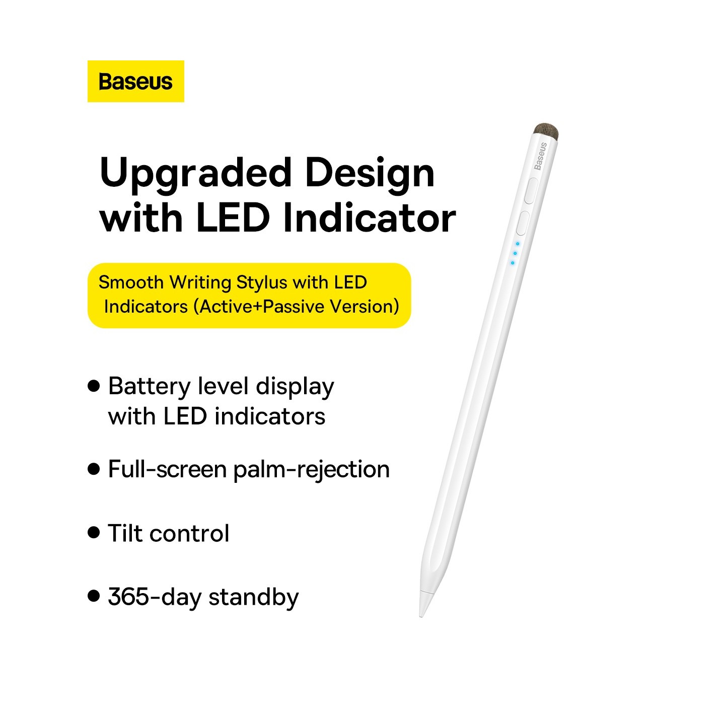 Baseus IT Stylus - Active Passive USB-C with LED Indicators White — Buy in Cyprus with Fast Delivery