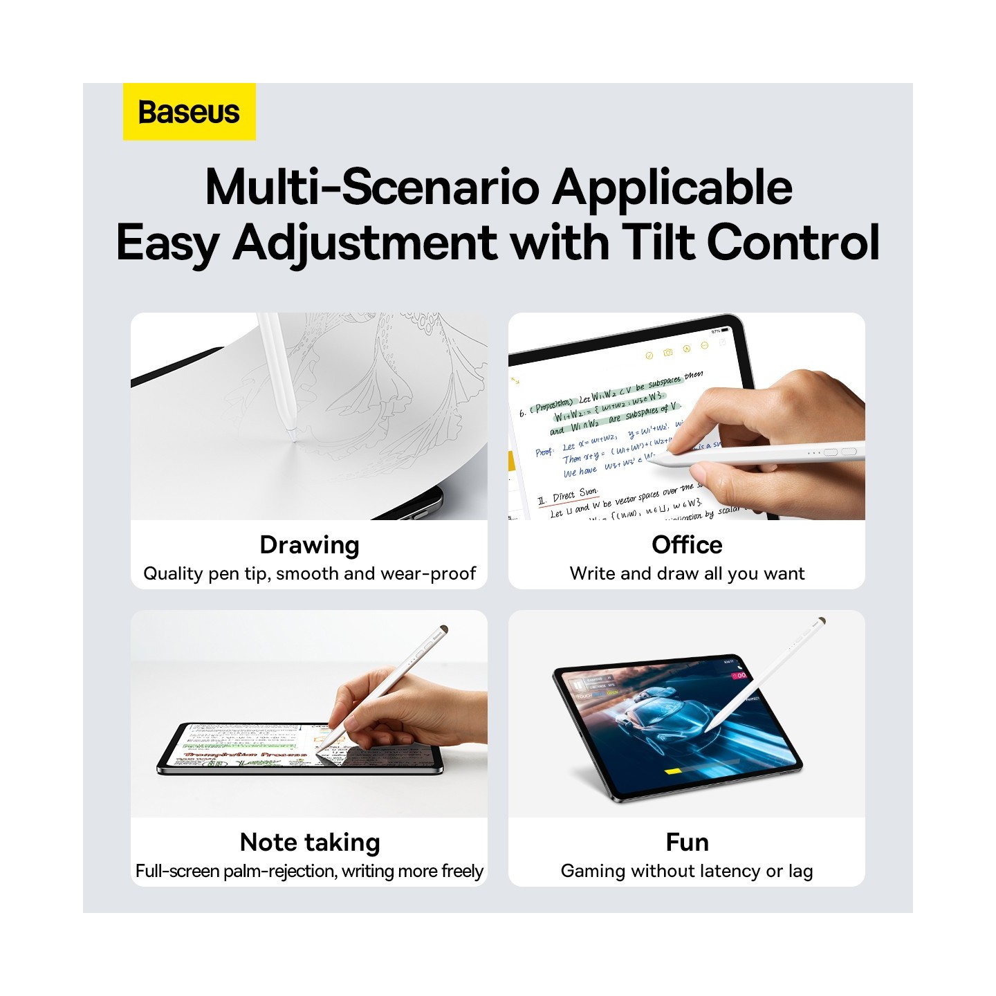 Baseus IT Stylus - Active Passive USB-C with LED Indicators White — Buy in Cyprus with Fast Delivery