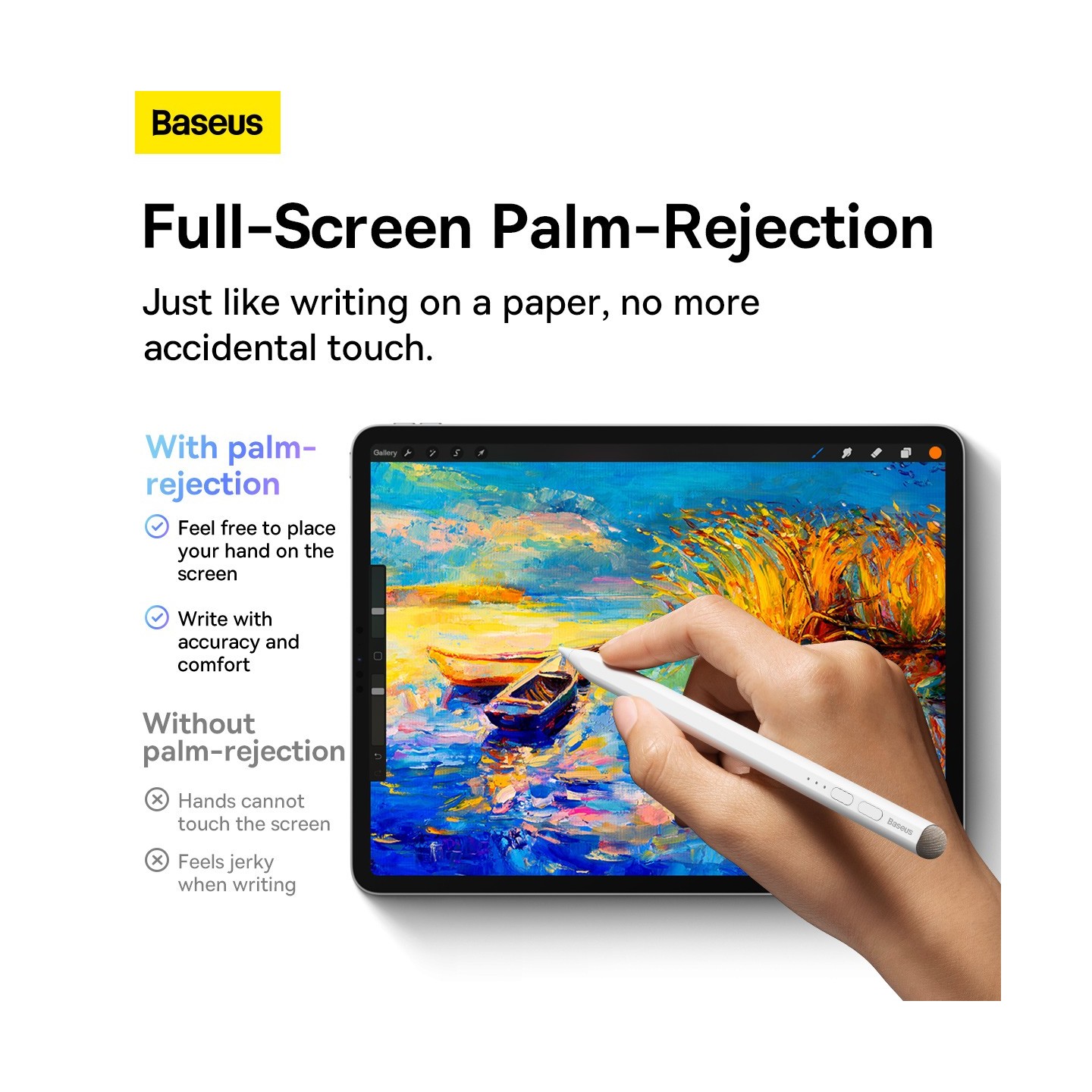 Baseus IT Stylus - Active Passive USB-C with LED Indicators White — Buy in Cyprus with Fast Delivery