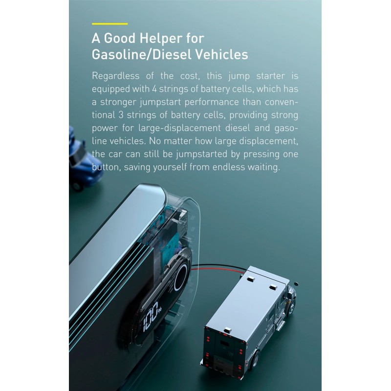 Buy Baseus Car Jump Start Booster & Powerbank - V.2 - 12000mAh 1000A in Cyprus, Nicosia, Limassol, Larnaka, Pafos