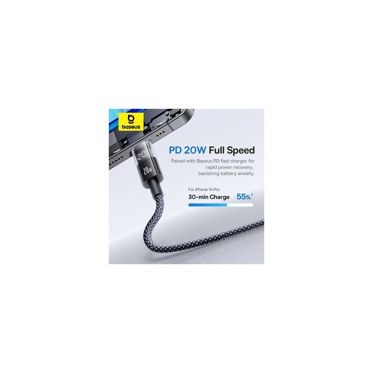 Baseus Cable Lightning to USB-C Display 2 Series Braided - 20W 2.0m Black — Buy in Cyprus with Fast Delivery