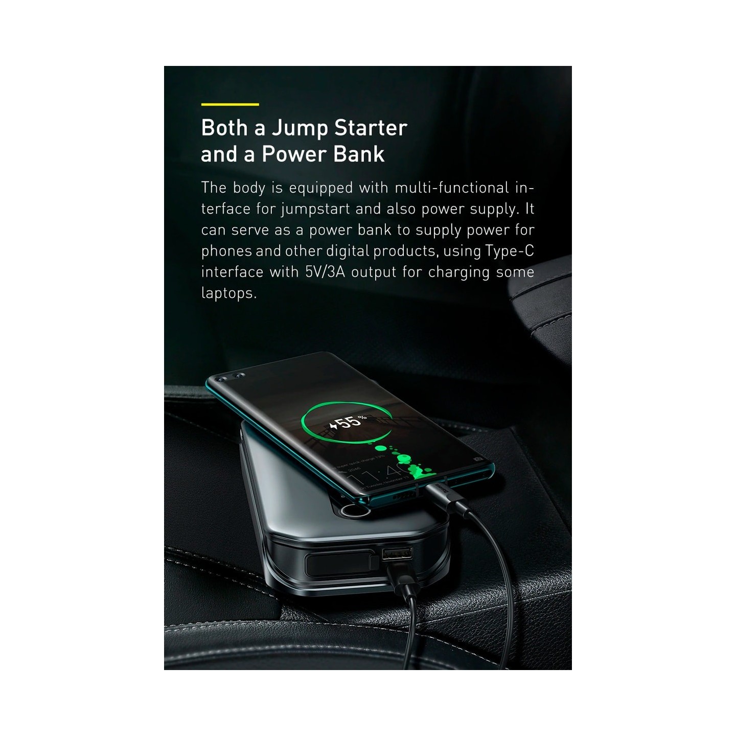Baseus Car Jump Start Booster & Powerbank - V.2 - 12000mAh 1000A — Buy in Cyprus with Fast Delivery