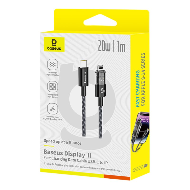 Buy Baseus Cable Lightning to USB-C Display 2 Series Braided - 20W 2.0m Black in Cyprus, Nicosia, Limassol, Larnaka, Pafos