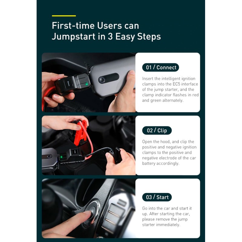 Buy Baseus Car Jump Start Booster & Powerbank - V.2 - 12000mAh 1000A in Cyprus, Nicosia, Limassol, Larnaka, Pafos