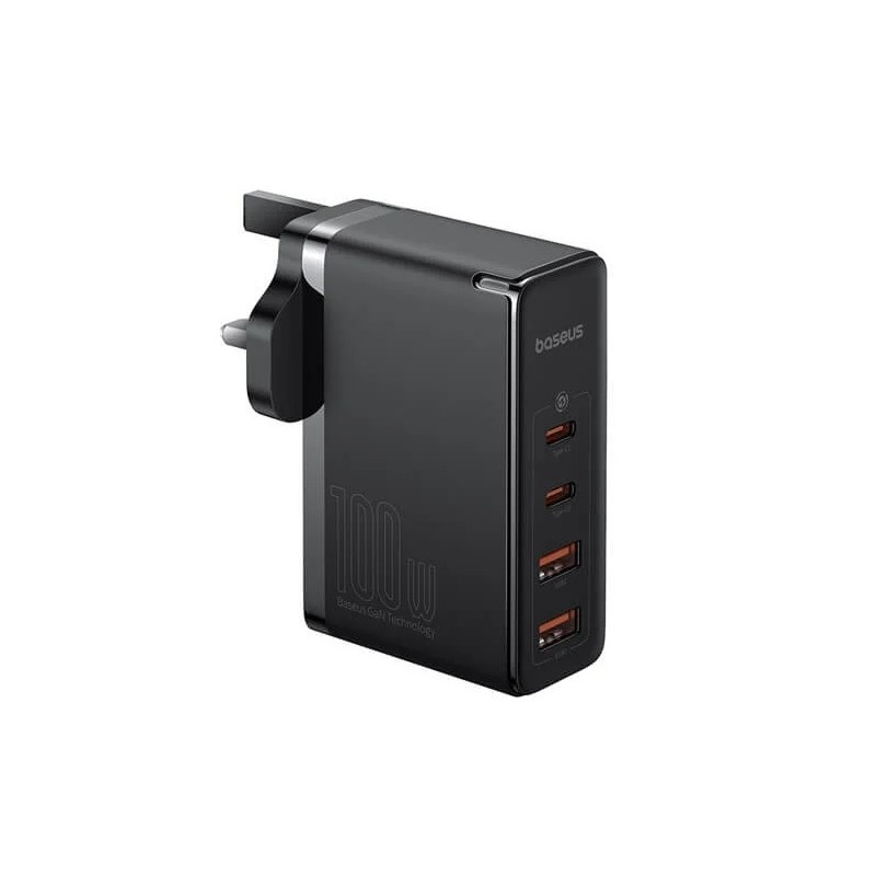 Buy Baseus Charger Wall - 100W 2xUSB-C 2xUSB-A UK+100W USB-C Cable Black in Cyprus, Nicosia, Limassol, Larnaka, Pafos