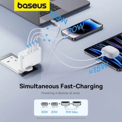 Buy Baseus Charger Wall - 100W 2xUSB-C 2xUSB-A UK+100W USB-C Cable Black in Cyprus, Nicosia, Limassol, Larnaka, Pafos