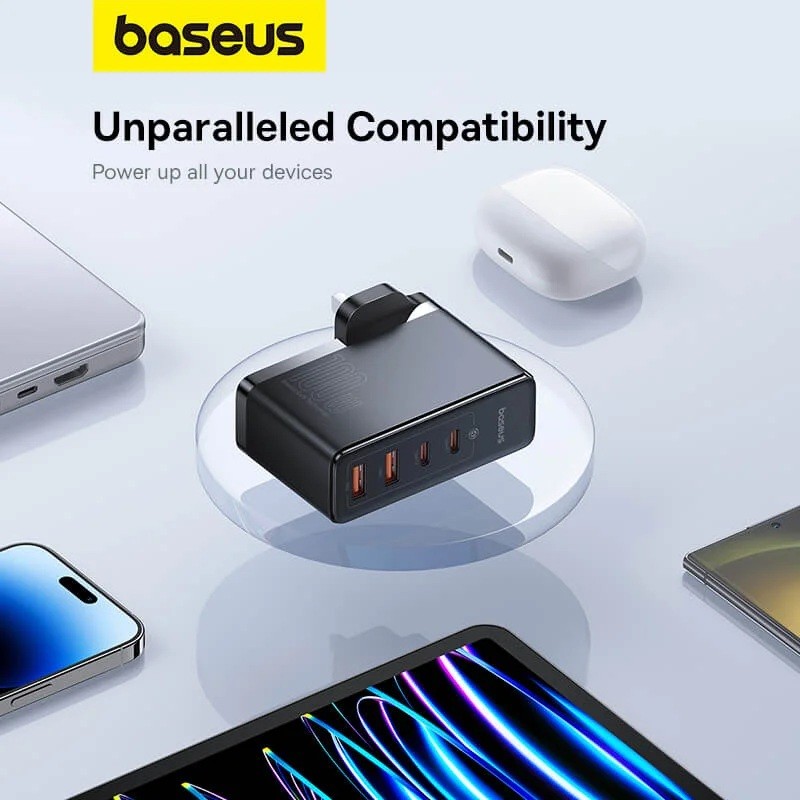 Buy Baseus Charger Wall - 100W 2xUSB-C 2xUSB-A UK+100W USB-C Cable Black in Cyprus, Nicosia, Limassol, Larnaka, Pafos