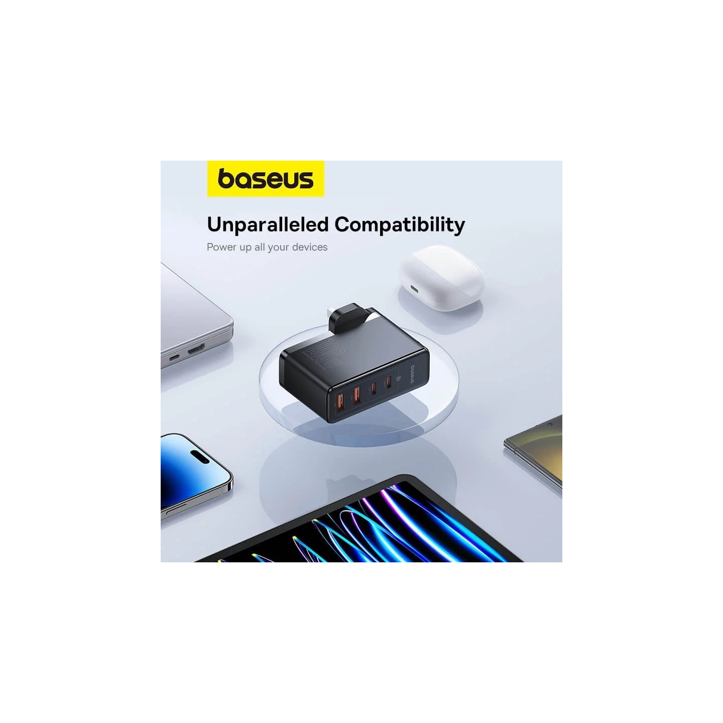 Baseus Charger Wall - 100W 2xUSB-C 2xUSB-A UK+100W USB-C Cable Black — Buy in Cyprus with Fast Delivery