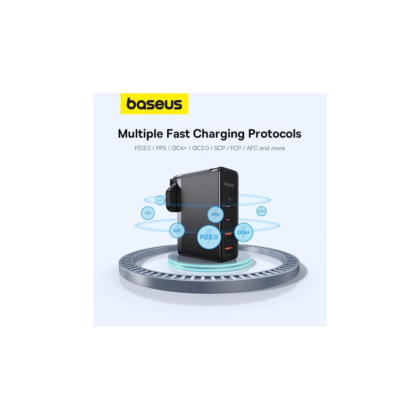 Baseus Charger Wall - 100W 2xUSB-C 2xUSB-A UK+100W USB-C Cable Black — Buy in Cyprus with Fast Delivery