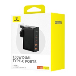 Buy Baseus Charger Wall - 100W 2xUSB-C 2xUSB-A UK+100W USB-C Cable Black in Cyprus, Nicosia, Limassol, Larnaka, Pafos