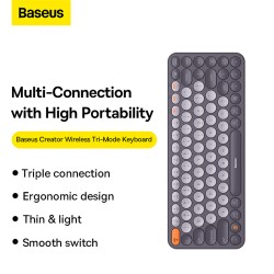 Buy Baseus Wireless Keyboard Tri-Mode Gray - K01A - Wireless Keyboard Tri-Mode Gray in Cyprus, Nicosia, Limassol, Larnaka, Pafos