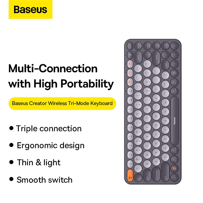Buy Baseus Wireless Keyboard Tri-Mode Gray - K01A - Wireless Keyboard Tri-Mode Gray in Cyprus, Nicosia, Limassol, Larnaka, Pafos