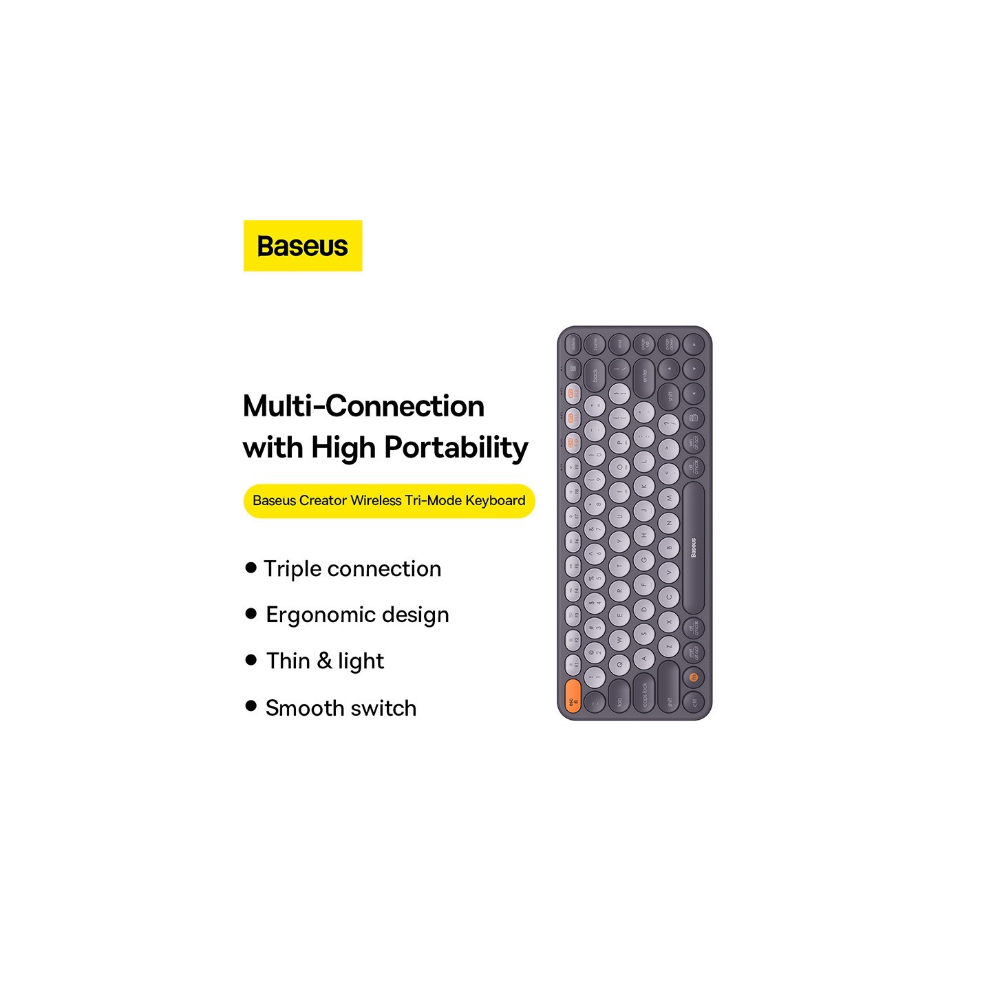 Baseus K01A Wireless Tri-Mode Keyboard 84-Key Gray (Boxed) — Buy in Cyprus with Fast Delivery